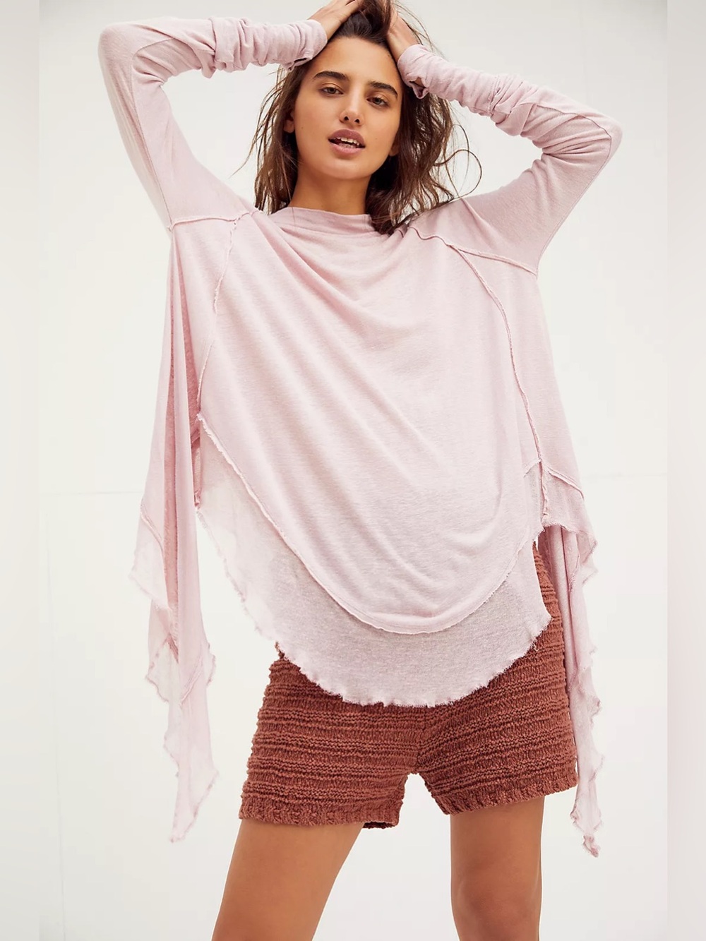 We the Free Light Pink Long Sleeve Layered Tunic Small EXCELLENT CONDITION